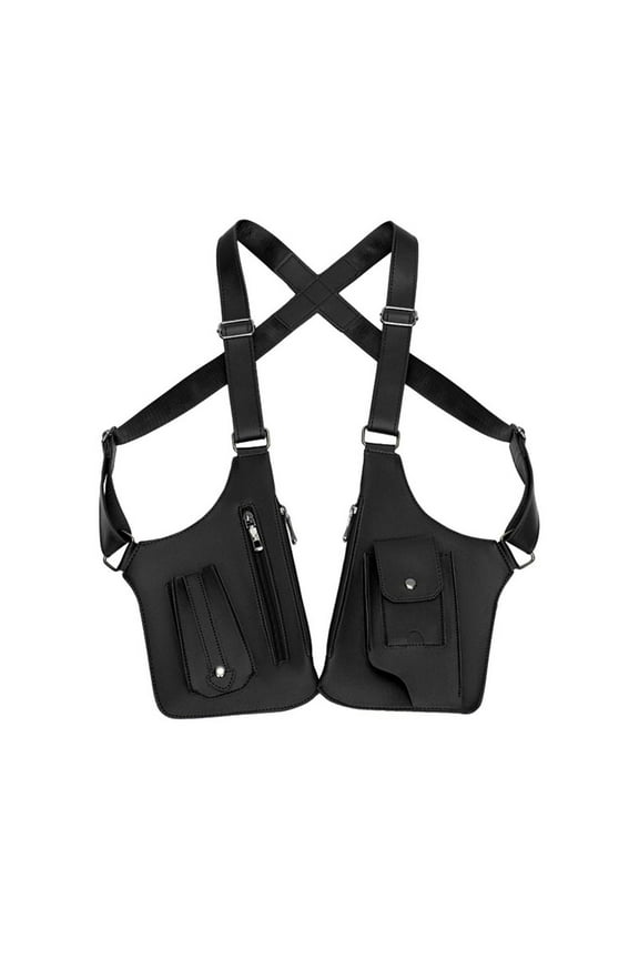 Double Shoulder Armpit Bag for Men, Anti-Theft PU Leather Underarm Wallet Bag with Adjustable Strap, Lightweight Multi-Pocket Crossbody Bag Leisure Shoulder Pouch for Phone Keys Passport