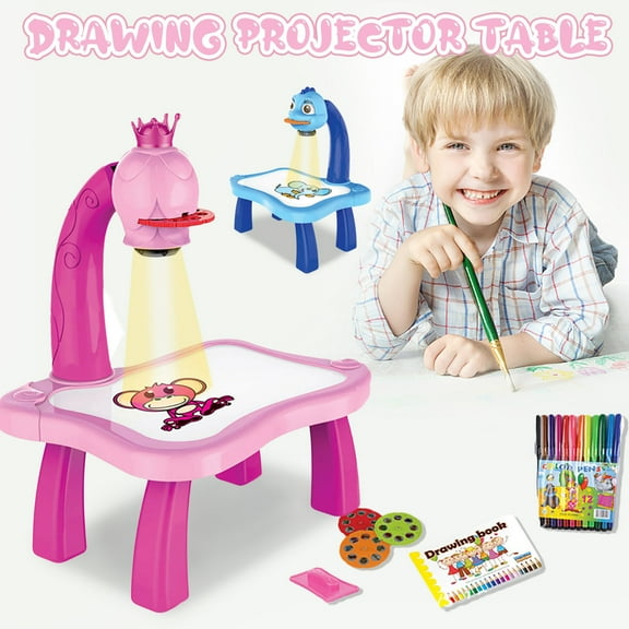 Twfbrm Drawing Projector Table, Trace and Draw Projector Toddler Toys with Light&Music,Educational Early Learning Projection Drawing Table, Graffiti Children Projection Drawing Board on Clearance-Pink