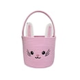 thumbnail image 1 of Twfbrm Easter Bunny Basket, Woven Cotton Rope Storage Basket with Rabbit Ears and Handle for Easter Eggs Hunting, Rustic Style Reusable Empty Decorative Bucket Cute Rabbit Tote Bags for Party Favor, 1 of 6