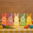 thumbnail image 1 of Twfbrm Easter Bunny Night Light, 5 inch 3D Printed Hollow Rabbit Shaped Decorative LED Light, Battery Operated Bedside Lamp Cute Animal Nursery Light Easter Decorations for Bedroom Living Room Office, 1 of 9