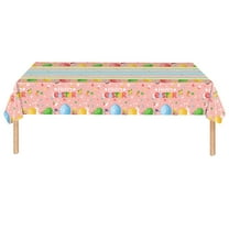Twfbrm Easter Disposable Tablecloth, 54x108 inch Plastic Rectangle Bunny and Colorful Eggs Table Cloth, Waterproof Spring Themed Table Cover Easter Table Decorations for Party Dining Birthday