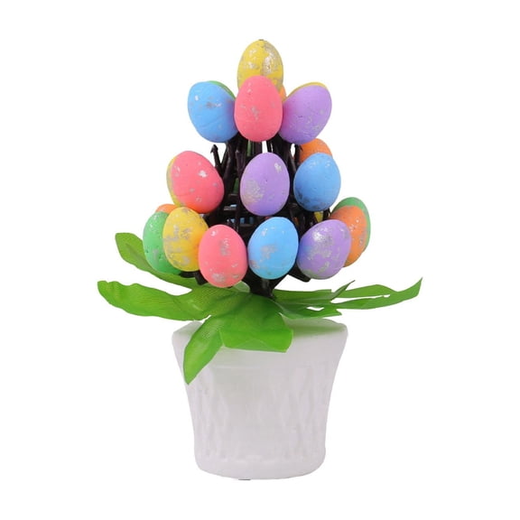 Twfbrm Easter Egg Potted Plant, Easter Decorations 6.7" Colorful Faux Foam Eggs Tree Artificial Spotted Eggs Bonsai Ornaments Easter Eggs Branch Table Centerpieces Spring Home Decor for Party Garden