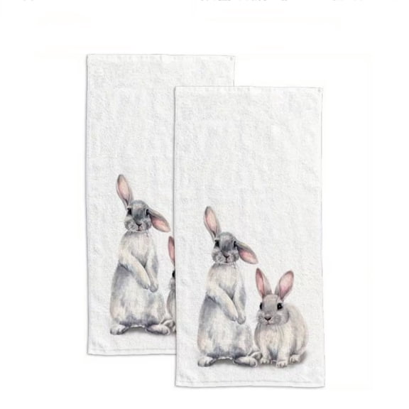 Twfbrm Easter Kitchen Towels, 17x26 Inch Microfiber Rabbit Print Hand Towels, Highly Absorbent and Quick Dry Dish Towels, Farmhouse Spring Holiday Decorative Towels for Bathroom Kitchen