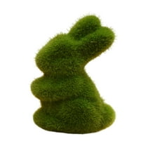 Twfbrm Easter Moss Bunny Figurine, Easter Decorations 3.15 inch Artificial Grass Flocked Rabbit Statues, Small Furry Standing Rabbit Doll Farmhouse Decorative Rabbit Table Ornaments for Home Office