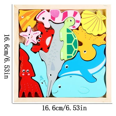Twfbrm Educational Baby Toys Wooden Puzzles for Toddlers 1 2 3 Years Old, Montessori Toddler Toys Peg Puzzles with Knob - Number, Shape, and Animal, Great Gifts for Boys Girls