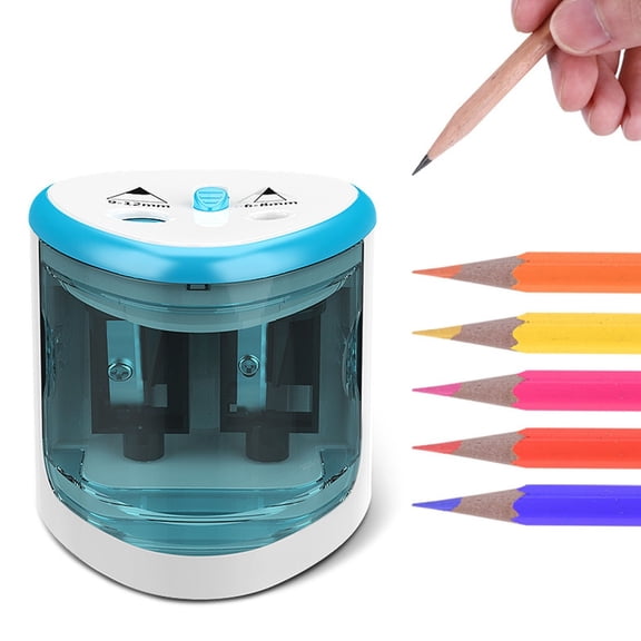 Twfbrm Electric Pencil Sharpener, High-Speed Double Holes Automatic Pencil Sharpener for 6-12mm No.2/Colored Pencils, Portable Battery Powered Pencil Sharpener with Auto-Stop for Home Office Artist