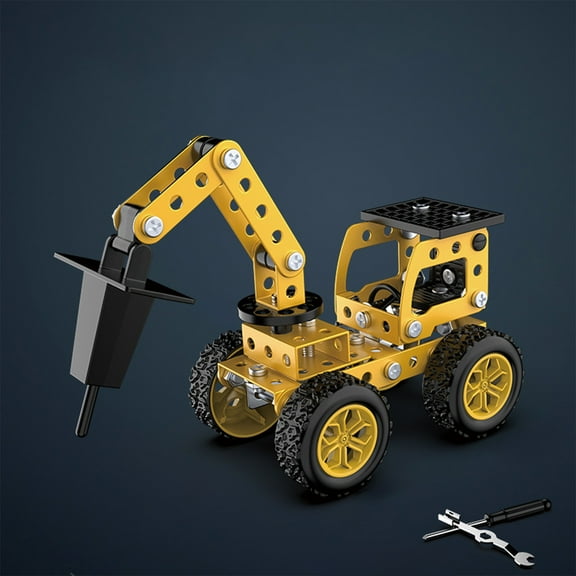 Twfbrm Excavator Toys, Metal Building Kids Toys Sets Projects Engineering Excavator Model Metal Building Kit for Back to School Parent-Child Interaction Construction Toys for8 9 10 11 Yr on Clearance
