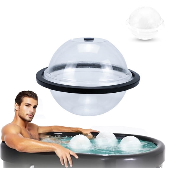 Twfbrm Extra Large Sphere Ice Molds for Ice Baths, 10 Inch Round Ice Cubes Molds for Cold Plunge, BPA-Free Reusable Ice Ball Maker, Spherical Beverage Container with Straw, Easy Release Round Mold