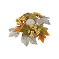 thumbnail image 1 of Twfbrm Fall Candle Rings Wreath, 10" Artificial Maple Leaves Candle Rings with Berries, Farmhouse Pillar Candle Holder Decorative Tealight Candle Garland Fall Decorations for Home Table Centerpiece, 1 of 6