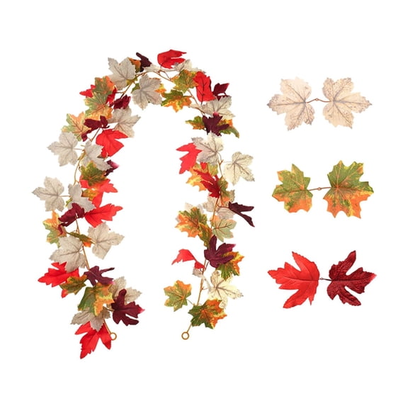 Twfbrm Fall Maple Leaves Garland, 5.7ft Artificial Maple Leaf Hanging Vine, Farmhouse Realistic Autumn Foliage Garland Thanksgiving Harvest Fall Decorations for Home Party Fireplace Wedding