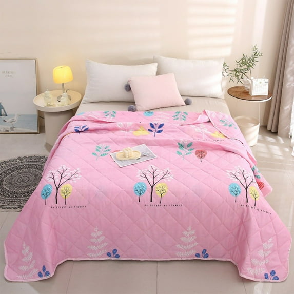 Twfbrm Floral Cooling Comforter, 40x60 Inch Cotton Flowers Pattern Quilted Cooling Blankets, Ultra Soft and Breathable Air Conditioner Quilt Thin Lightweight Summer Comforter All Season Bedding