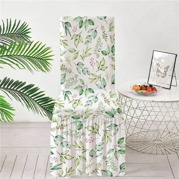 Twfbrm Floral Dining Chair Covers, Universal Flower Pattern Stretch Chair Slipcovers with Skirt, Soft Breathable Decorative Seat Cover Removable Washable Chair Protector for Dining Room & Kitchen