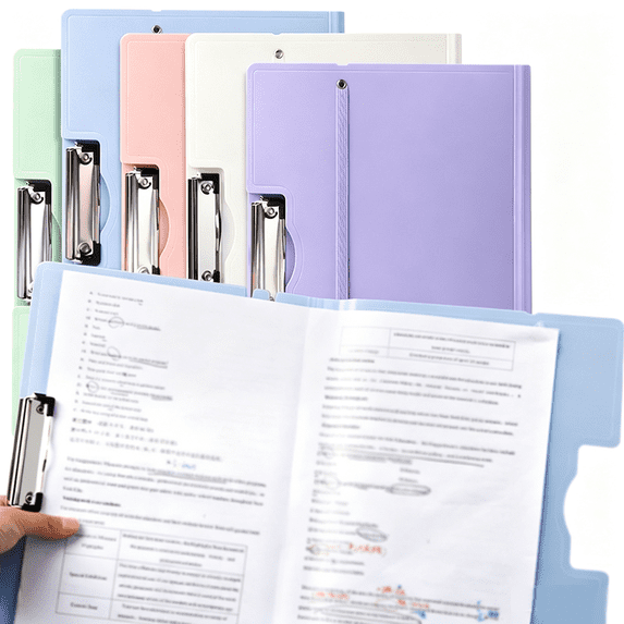Twfbrm Foldable Clipboard, A3 Size Plastic Clip Boards with Metal Clip and Elastic Band, 360 Degree Binder Clipboard, Portable Waterproof Document Organizer, File Folder for Office Supplies