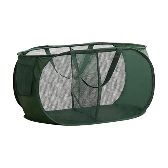 Twfbrm Foldable Laundry Baskets, Mesh Laundry Hamper with Reinforced Handle & Side Pocket, Large Capacity Laundry Bags with 2 Compartments, Dirty Clothes Hamper for Bathroom & Home Organization