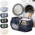 thumbnail image 1 of Twfbrm Foldable Laundry Baskets, Mesh Laundry Hamper with Reinforced Handle & Side Pocket, Large Capacity Laundry Bags with 2 Compartments, Dirty Clothes Hamper for Bathroom & Home Organization, 1 of 7