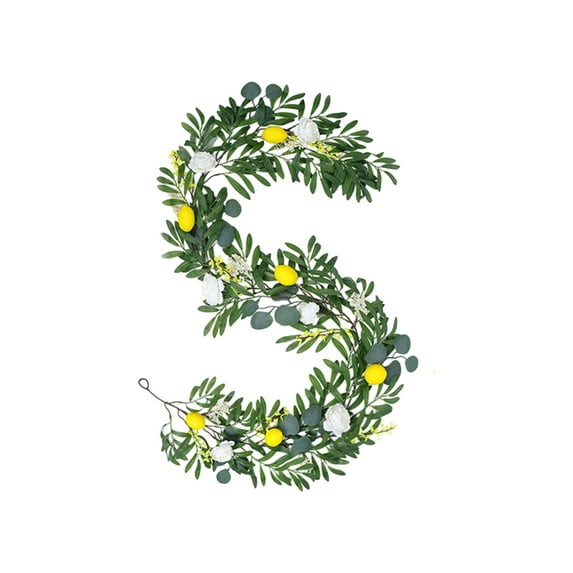 Twfbrm Greenery Garland Lemon Artificial Vines, 6.56FT Lemon Silk Vine Garland with Green Leaves, Fake Hanging Plants Greenery Decor for Home, Bedroom, Wall, Party, Wedding Decoration