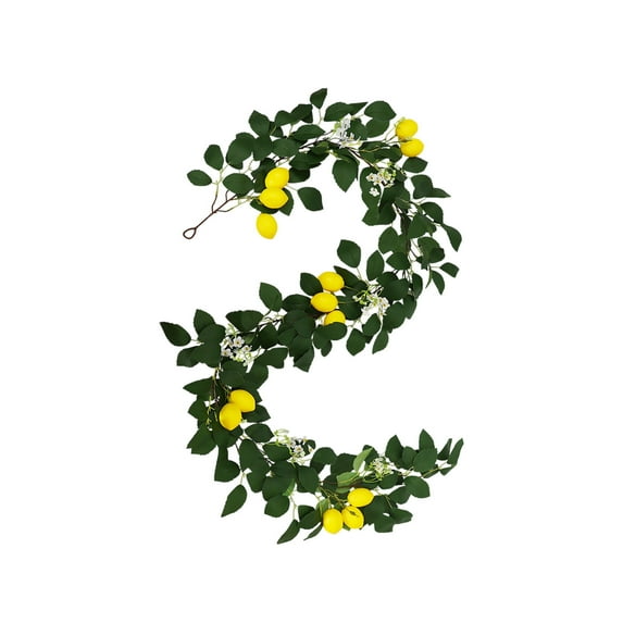 Twfbrm Greenery Garland Lemon Artificial Vines, 6.56FT Lemon Silk Vine Garland with Green Leaves, Fake Hanging Plants Greenery Decor for Home, Bedroom, Wall, Party, Wedding Decoration