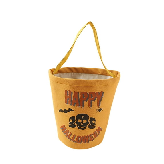 Twfbrm Halloween Candy Bucket, Trick or Treat Bag with Handle, Handheld Pumpkin Snack Pails Multipurpose Reusable Canvas Tote Bags Portable Goodie Basket Hallowrrn Party Favor Supplies for Kids