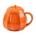 thumbnail image 1 of Twfbrm Halloween Ceramic Mug, Cute Pumpkin Shaped Ceramic Coffee Mug with Handle and Lid, Fall Decorative Pumpkin Mug, Creative Heat Resistant Ceramic Tea cup for Home, Office, Thanksgiving, 1 of 6