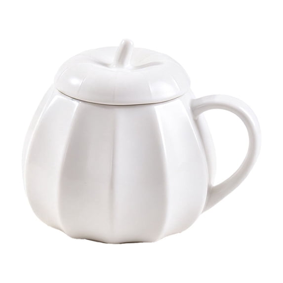 Twfbrm Halloween Ceramic Mug, Cute Pumpkin Shaped Ceramic Coffee Mug with Handle and Lid, Fall Decorative Pumpkin Mug, Creative Heat Resistant Ceramic Tea cup for Home, Office, Thanksgiving
