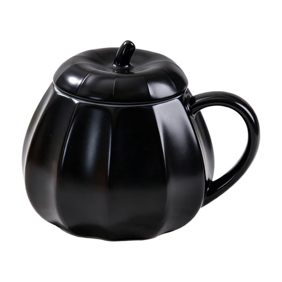 Twfbrm Halloween Ceramic Mug, Cute Pumpkin Shaped Ceramic Coffee Mug with Handle and Lid, Fall Decorative Pumpkin Mug, Creative Heat Resistant Ceramic Tea cup for Home, Office, Thanksgiving
