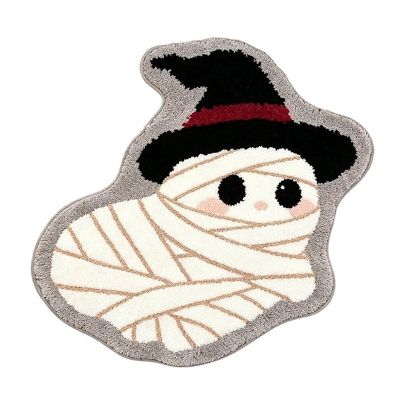 Twfbrm Halloween Ghost Shaped Bathroom Rugs, 18x28 Inch Water Absorbent Bath Mat with Non-Slip Backing, Decorative Entryway Carpet for Home, Bedroom, Halloween Decoration
