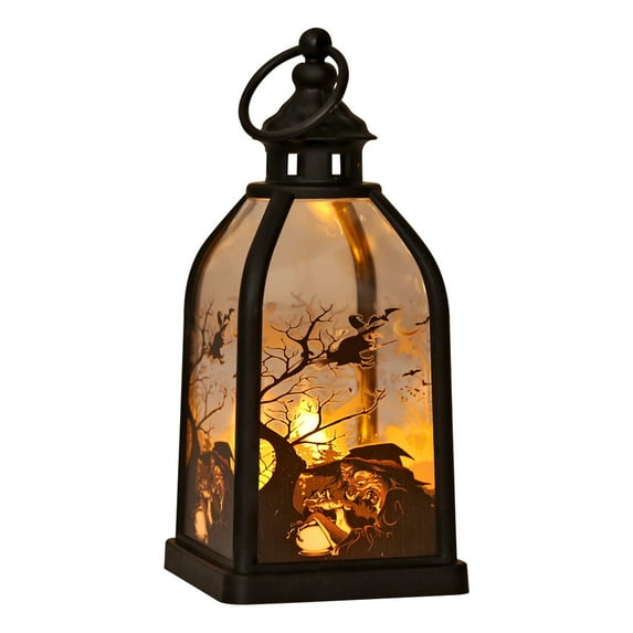 Twfbrm Halloween LED Lantern Lights, Halloween Decorations Gothic Decorative Hanging Lantern with Electronic Candle, Battery Operated Vintage Candle Lantern for Indoor Outdoor Party