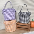 thumbnail image 1 of Twfbrm Halloween Trick or Treat Bucket, Buffalo Plaid Candy Bags with Ruffled Edge, Portable Handheld Snack Pails with Handle, Reusable Tote Bags Goodie Basket Halloween Party Favor for Kids, 1 of 7