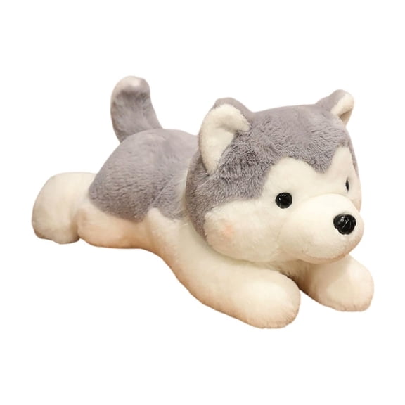 Twfbrm Husky Stuffed Animal Plush Toy, 12 inch Realistic Fluffy Puppy Doll with Comfy Fabric, Soft and Adorable Lying Dog Plushies Animals Throw Pillow Bedtime Companions for Couch Sofa Bedroom