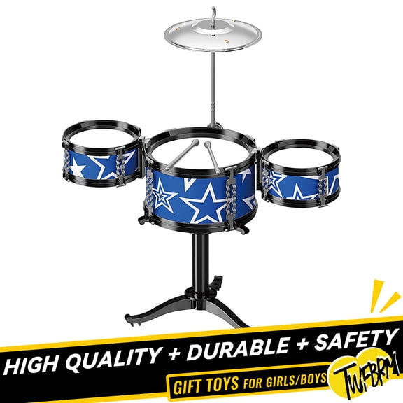 Twfbrm Kids Drum Set, Jazz Drum Kit for Toddler Toys 5 Drums with Stool Pedal Percussion Musical Instruments Drum Toy Birthday Early Education Xmas Gift Toys for 2 3 4 5 Year Old Girls Boys