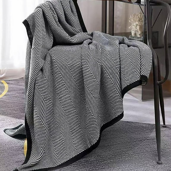 Twfbrm Knitted Throw Blanket 59"x79", Cotton Herringbone Textured Bed Blanket, Soft Lightweight Plush Nap Blanket Farmhouse Boho Decorative Blankets Machine Washable for Couch Sofa Chair Bed