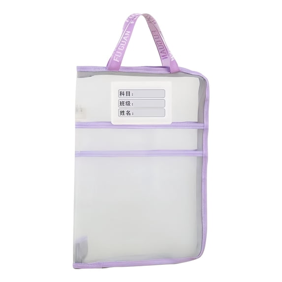 Twfbrm Mesh Zipper Pouch with Handle, Large Capacity A3 Size Expandable Nylon File Folders with Label Pocket, Transparent Multi-Layer File Organizer Portable Document Stationery Storage Bag for Office