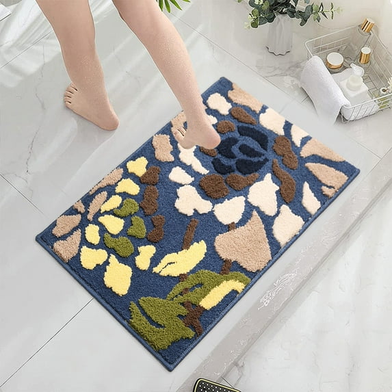 Twfbrm Microfiber Bathroom Rugs, Absorbent Soft Shaggy Rug Floor Mats for Bathtub Sink Toilet,Non-Slip Plush Carpet Floor Mats for Living Room Bedroom Kitchen