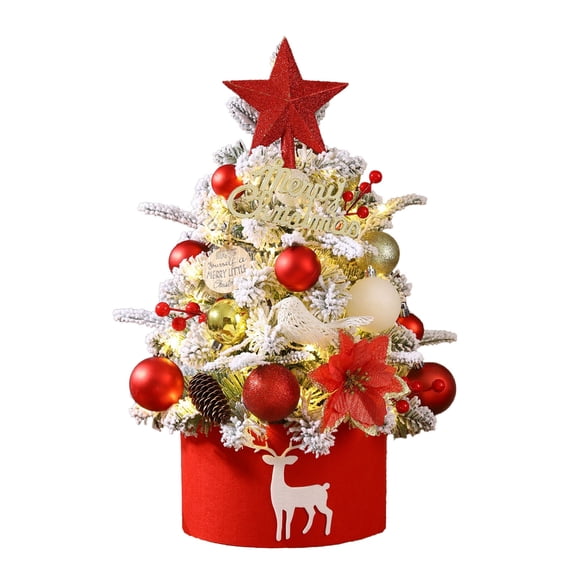 Twfbrm Mini Christmas Tree Table Artificial Small Christmas Tree with Small Warm Light and Hanging Ornaments Desktop Xmas Tree for Chrismtas DIY Gifts Supplies Office Home Party Decorations