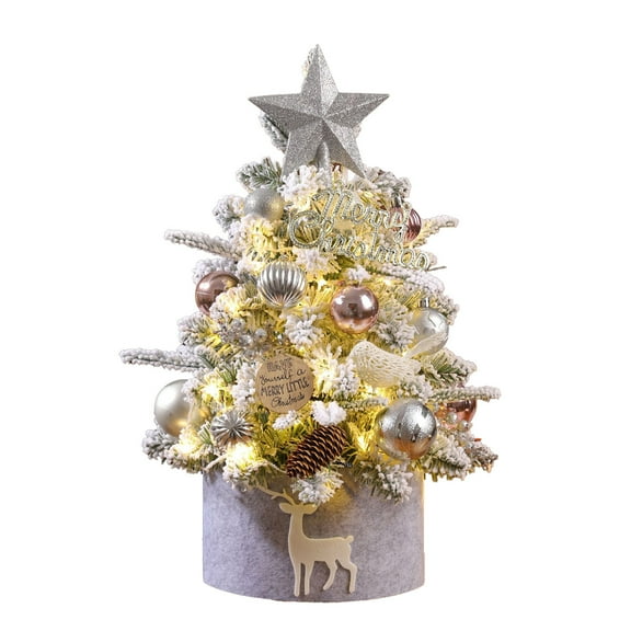 Twfbrm Mini Christmas Tree Table Artificial Small Christmas Tree with Small Warm Light and Hanging Ornaments Desktop Xmas Tree for Chrismtas DIY Gifts Supplies Office Home Party Decorations