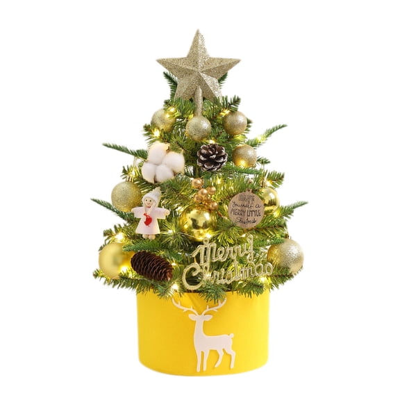 Twfbrm Mini Christmas Tree, Tabletop Small Christmas Tree Prelit Flocked Christmas Tree with Lights Music Artificial Christmas Tree with Xmas Ornaments Christmas Decorations Indoor Outdoor for Home