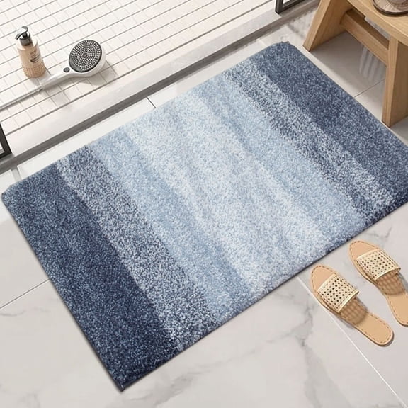 Twfbrm Ombre Bathroom Rugs, 16"x24" Soft Microfiber Shaggy Floor Mats with Non-Slip Rubber Backing, Super Absorbent Plush Shower Rugs Machine Washable Bath Carpet for Living Room, Kitchen, Bathtub