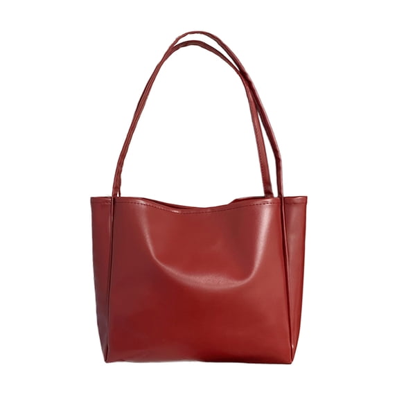 Twfbrm PU Leather Tote Bags for Women, Solid Color Large Capacity Shoulder Bag with Magnet Snap Closure, Casual Travel Purse Retro Satchel Handbag with Top Handles for Work Dating College