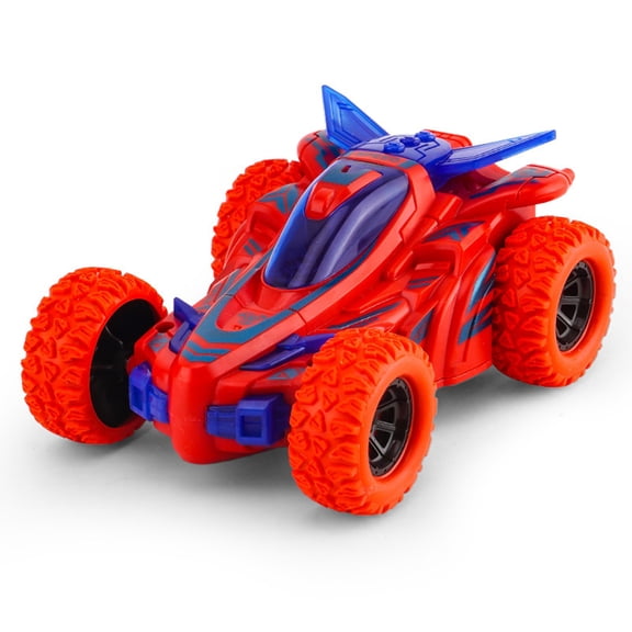 Twfbrm Pull Back Car Toys, 4 Wheels Drive 360°Rotating Stunt Car with LED Lights, Shockproof Friction Powered Racing Car Push and Go Inertia Vehicles Toys Educational Baby Toys for Age 2 3 4 5 6 Boys
