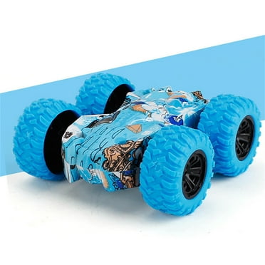 Twfbrm Pull Back Cars Double-Sided Friction Powered Vehicles Flips Shockproof Inertia Cars Pull Cars Toddler Toys for Boys Girls Kids Birthday Easter Christmas Gift Age 3+ Years Old - Blue