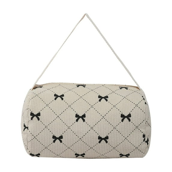 Twfbrm Purses and Handbags for Women, Bowknot Print Clutch Purse with Zipper Closure, Trendy Top-handle Totes Satchel Small Corduroy Hobo Handbags Evening Bag for Travel Wedding Party