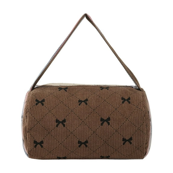 Twfbrm Purses and Handbags for Women, Bowknot Print Clutch Purse with Zipper Closure, Trendy Top-handle Totes Satchel Small Corduroy Hobo Handbags Evening Bag for Travel Wedding Party