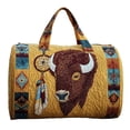 thumbnail image 1 of Twfbrm Quilted Duffle Bag, Rustic Style Cow Pattern Embroidered Weekender Bag with Handle, Large Capacity Luggage Bag Lightweight Carry On Tote & Gym Bag Travel Overnight Bag for Women Men, 1 of 6