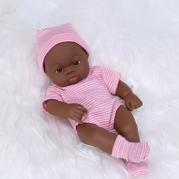 Twfbrm Reborn Baby Dolls, Toddler Toys 7.5" Lifelike Black Skin Baby Dolls with Soft Vinyl Body and Sweater, African American Newborn Baby Toys Pretend Play Interactive Toys for Ages 3+ Kids Girls