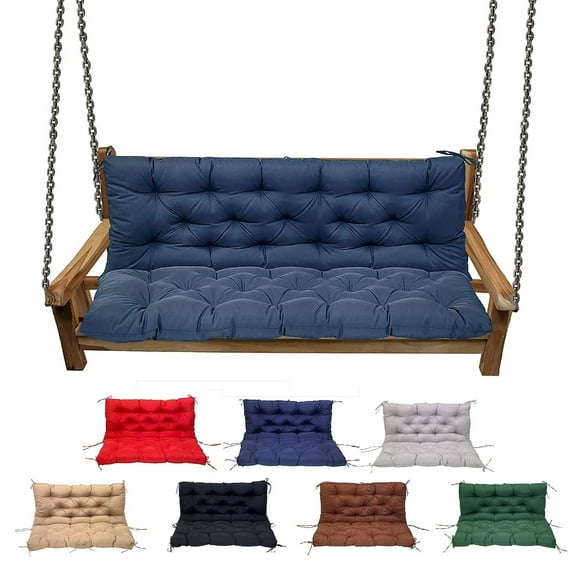 Twfbrm Rectangle Bench Cushion, Thickened Tufted Swing Seat Cushion with Backrest and Ties, Soft Breathable Memory Foam Loveseat Cushion Replacement Chair Pads for Patio Garden and Backyard