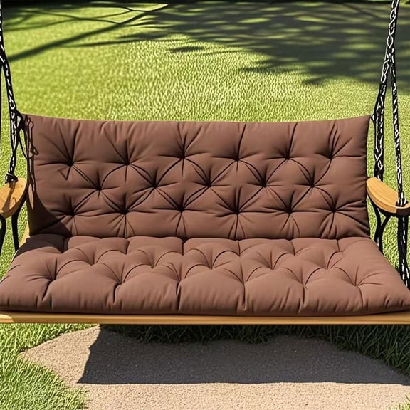 Twfbrm Rectangle Bench Cushion, Thickened Tufted Swing Seat Cushion with Backrest and Ties, Soft Breathable Memory Foam Loveseat Cushion Replacement Chair Pads for Patio Garden and Backyard