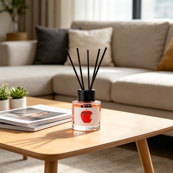 Twfbrm Reed Diffuser for Home Air Fresheners, Fruit Scented Diffuser with 5 Diffuser Sticks, Long-Lasting Perfume Room Fresheners for Bathroom Shelf Decor, Bedroom, Office, Gifts