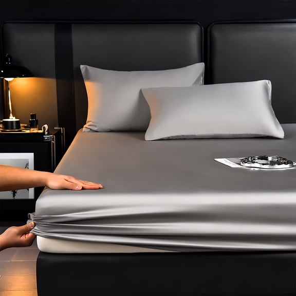 Twfbrm Satin Fitted Sheet, Silk-Like Bed Sheet with Deep Pocket, Soft and Breathable Mattress Cover, Wrinkle Free & Fade Resistant Bottom Bed Sheets Summer Cooling Bedding for Hot Sleepers(71"x79")