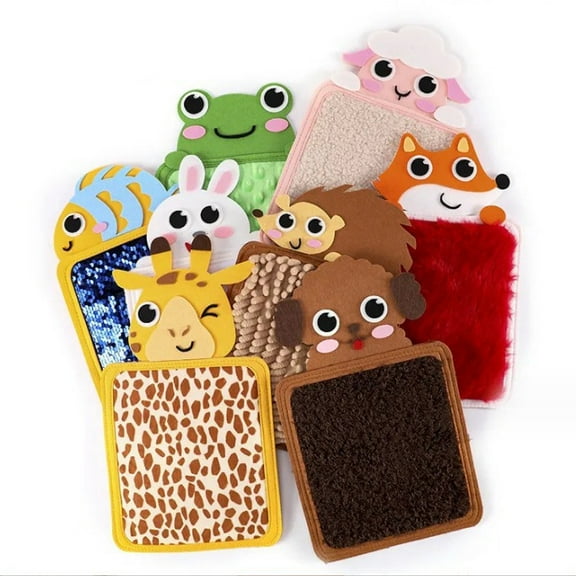 Twfbrm Sensory Mats for Kids, Early Educational Toys Simulated Animals Skin Textured Sensory Tiles Early Learning Tactile Toys Cute Animals Playmats for Age 1-3 Toddler, Autistic Children