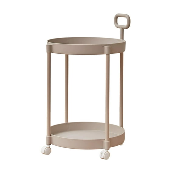 Twfbrm Side Table with Wheels, 2 Tier End Table Living Room Plastic Mobile Sofa Side Table Small Night Stand Bedroom